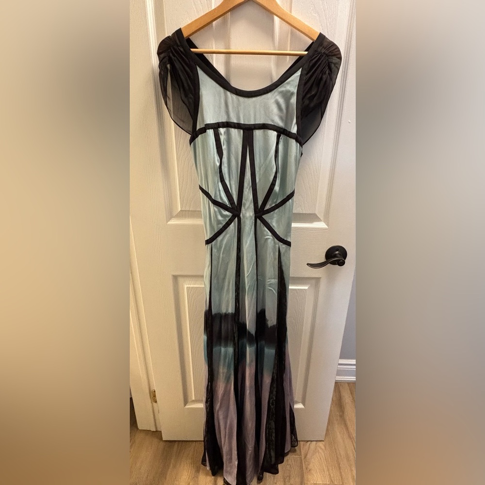 Anthropologie Black and Blue Maxi Dress
